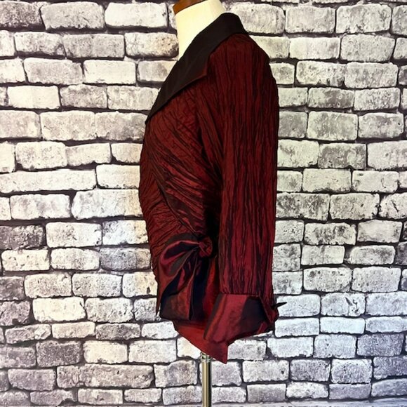 Cachet Burgundy 3/4 Sleeve Wrap Jacket Size 10 - Picture 4 of 10